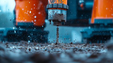 Oil rig petroleum logistics concept. Close up of drilling equipment extracting petroleum from ground