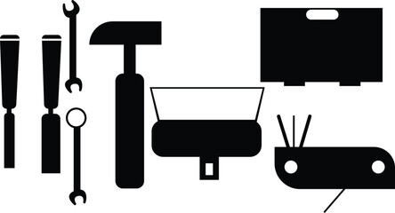 Set of office tools,All important tools kit vector 