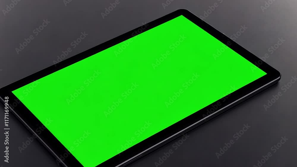 Poster this flat screen display prominently shows a vivid green background for chromakey effects.