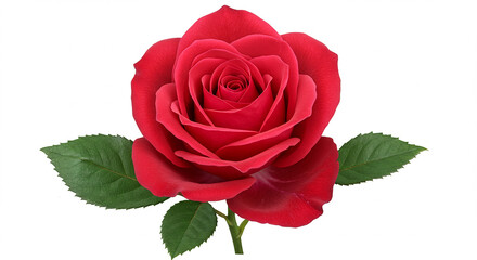 Fototapeta premium Single Red Rose Bloom Isolated on White Background Valentine s Day Love Romance
