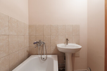 modern bathroom room with toilet and washing machine