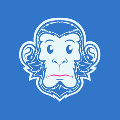 Flat illustration of a monkey head: vector illustration, mascot, logo.