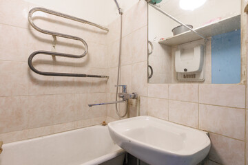 modern bathroom room with toilet and washing machine