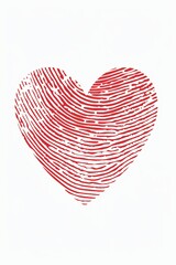 Red fingerprint heart illustration on white background