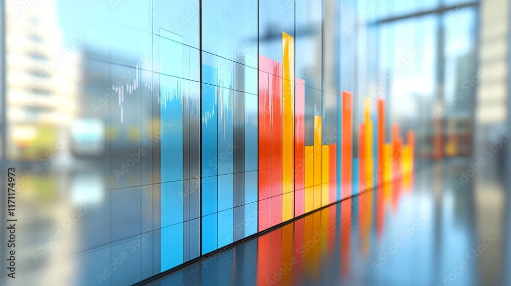 Leinwandbilder a vibrant financial graph displaying sales data by region, with distinct color-coded sections and cl