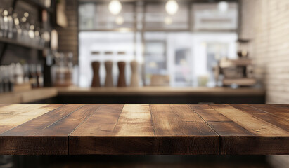 In a contemporary café, a cozy wooden table is bathed in warm natural light, surrounded by high-quality coffee equipment, creating a relaxed and inviting atmosphere