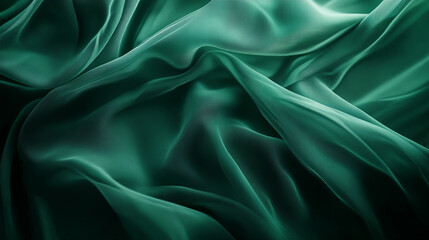 Obraz premium Soft green silk fabric draping elegantly with smooth waves and gentle folds