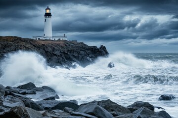 dramatic ocean cliff with waves