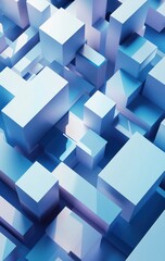 Abstract Blue and Purple Cubes Form a Modern Geometric Background