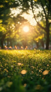 A peaceful park at sunset.