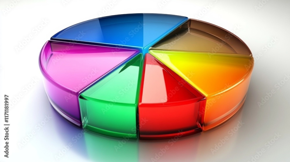 Fototapete A visually appealing D pie chart featuring interactive segments, where colors change upon hovering, symbolizing a modern approach to data representation.