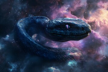 Fototapeta premium Cosmic Serpent: Galaxy's Ancient Guardian