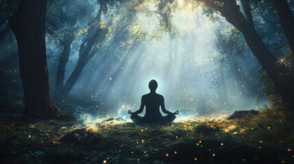 Fototapeta premium A person is doing medication with tranquil peaceful settings.