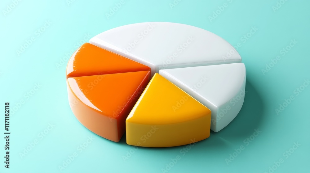 Fototapete a visually appealing d pie chart featuring interactive segments, where colors change upon hovering, 