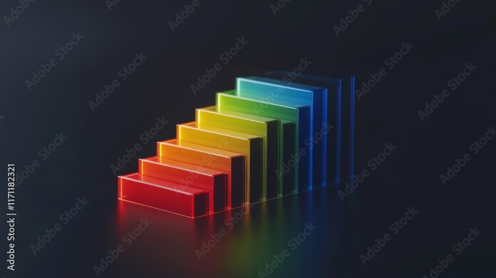 Leinwandbilder A visually striking D bar graph displaying comparative data, with layered bars in different colors, creating a sense of depth and complexity in financial analysis.