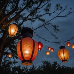 Obraz premium Leonardo_Kino_XL_Evening_Lantern_Glow_Lanterns_glowing_softly_0