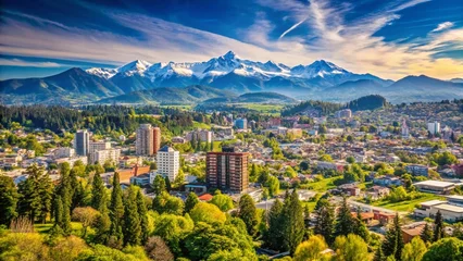Temuco, Chile: Vibrant Cityscape with Crisp Mountain Views - High-Resolution Stock Photo