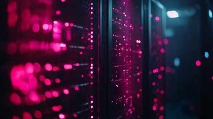 Futuristic Data Center with High Contrast Lighting