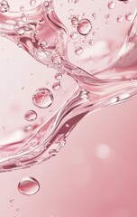 Fototapeta premium Pink Water Splash with Bubbles and Ripples Creates a Refreshing Visual