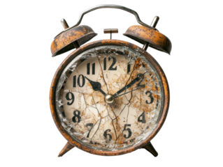 Old rusted alarm clock showing the passage of time