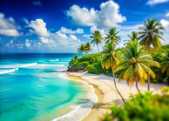 Fototapeta premium Tilt-Shift Photography: Barbados Beach, Idyllic Caribbean Island Paradise