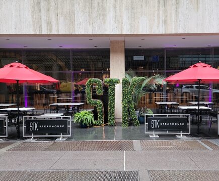 STK Stakehouse, 1114 6th Ave, NYC, USA. STK is a unique concept blending modern steakhouse and a chic lounge into one, offering a dynamic fine dining experience. Photograph by Artist Nadia Russ.