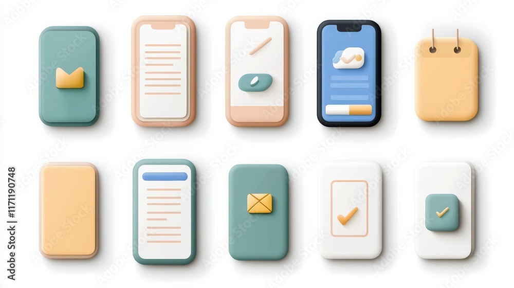Poster Minimalist Mobile App Interface with Functional Buttons and Icons