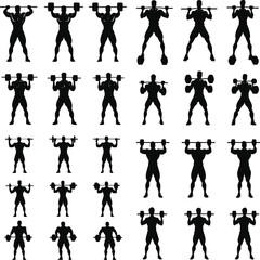 body builder man vector illustration, Strength Training Workout, Fitness Exercise Icon, gym icon set, 