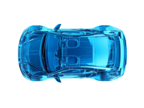 Car design concept in blue digital rendering - Powered by Adobe