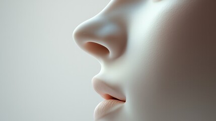 nose on a white background. macro
