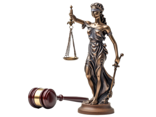 Bronze statue of Lady Justice holding scales