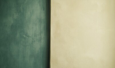 Naklejka premium Green and beige textured wall background for design or backdrop