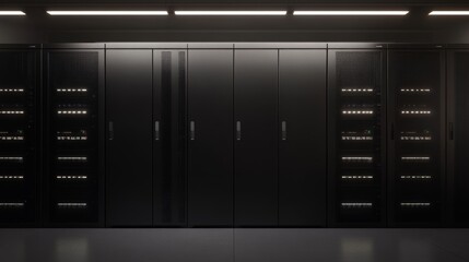 Modern Data Center with High Contrast Lighting