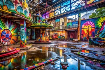 Naklejka premium Urban Decay Chaos Carnival: Vibrant Abstract Graffiti Explosion