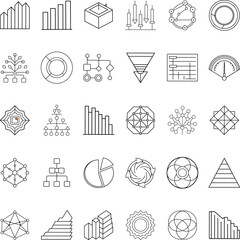 Data Visualization Icons Charts, Graphs, Diagrams, and Networks