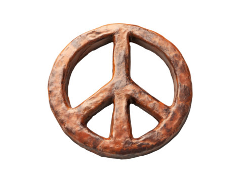 Peace symbol made from natural materials and clay