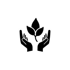 Fototapeta premium Leaf in Hands icon isolated on transparent background 