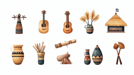 Vibrant Ethnic Handmade Crafts and Musical Instruments