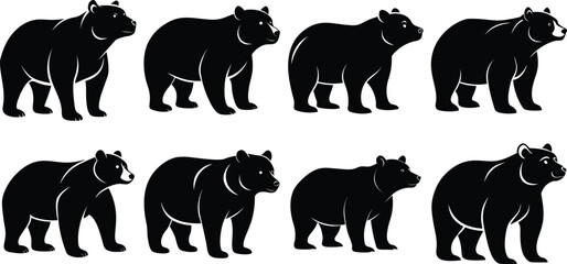 Silhouette bear illustration isolated on white background design vector

