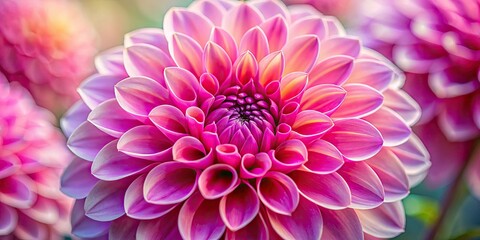 Fototapeta premium Macro photography reveals the exquisite detail of pink dahlia petals.