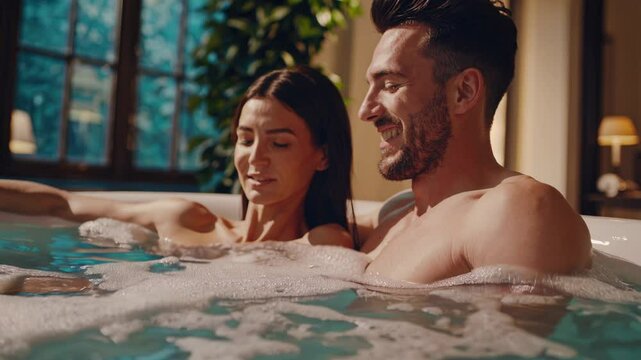 Couple in Luxurious Jacuzzi Relaxation Mode