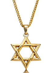Jewish Religious Pendant Jewelry, Stunning Gold Star of David Jewelry Piece isolated on white