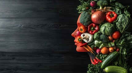 Human Silhouette Made From Various Vegetables