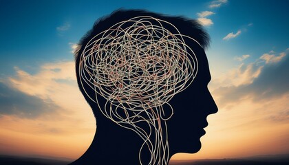 Metaphor bipolar disorder mind mental. Double face. Split personality. Concept mood disorders