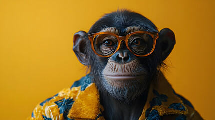 Vivid and Playful Ape Wearing Fashionable Outfits, Ideal for a Stunning Birthday Party Invitation Banner to Celebrate Your Special Day