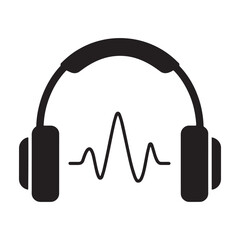 Headphone headset icon in flat style. Vector illustration isolated on a white background,  for audio gadget and music concepts.