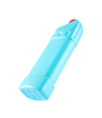 Bottle of cleaning product in air isolated on white