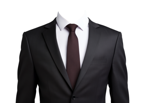 Black suit with tie on white background