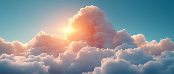 Sunlit Cumulus Cloudscape.