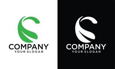 Obraz premium Creative Initial Letter S Logo with leaves.